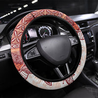 Samoa Mamanu Siapo Crimson Steering Wheel Cover Tatau Malie LT7 Universal Fit Red - Polynesian Pride