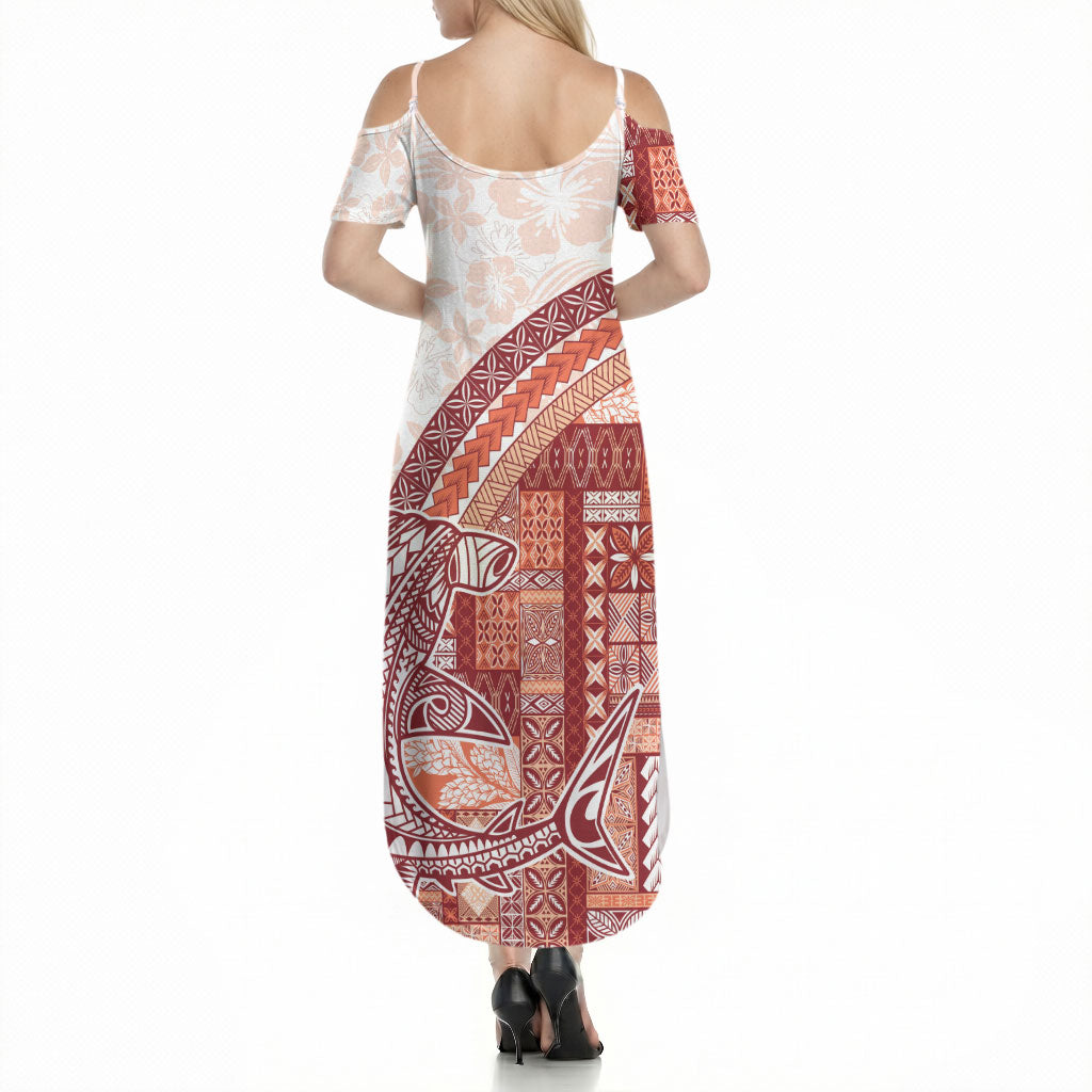 Samoa Mamanu Siapo Crimson Summer Maxi Dress Tatau Malie LT7 - Polynesian Pride