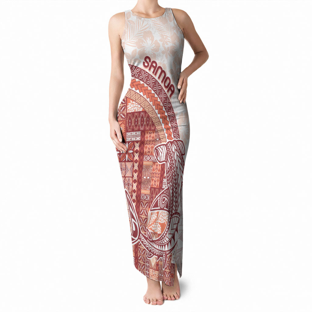 Samoa Mamanu Siapo Crimson Tank Maxi Dress Tatau Malie LT7 Women Red - Polynesian Pride