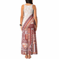 Samoa Mamanu Siapo Crimson Tank Maxi Dress Tatau Malie LT7 - Polynesian Pride