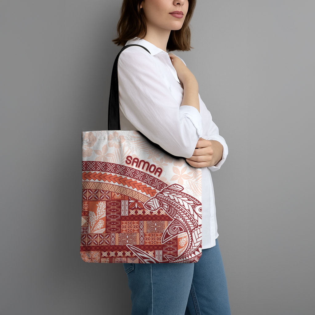 Samoa Mamanu Siapo Crimson Tote Bag Tatau Malie LT7 - Polynesian Pride