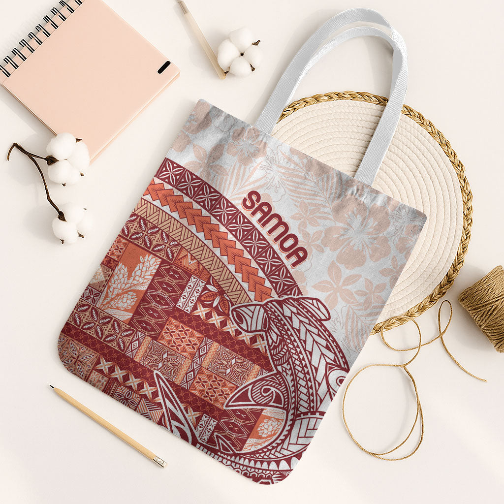 Samoa Mamanu Siapo Crimson Tote Bag Tatau Malie LT7 White Strap One Size Red - Polynesian Pride
