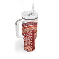 Samoa Mamanu Siapo Crimson Tumbler With Handle Tatau Malie LT7 - Polynesian Pride