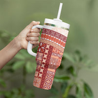 Samoa Mamanu Siapo Crimson Tumbler With Handle Tatau Malie LT7 - Polynesian Pride