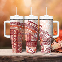Samoa Mamanu Siapo Crimson Tumbler With Handle Tatau Malie LT7 - Polynesian Pride
