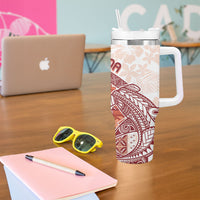 Samoa Mamanu Siapo Crimson Tumbler With Handle Tatau Malie LT7 - Polynesian Pride