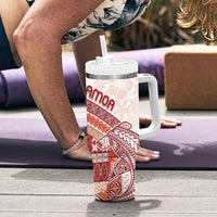 Samoa Mamanu Siapo Crimson Tumbler With Handle Tatau Malie LT7 - Polynesian Pride