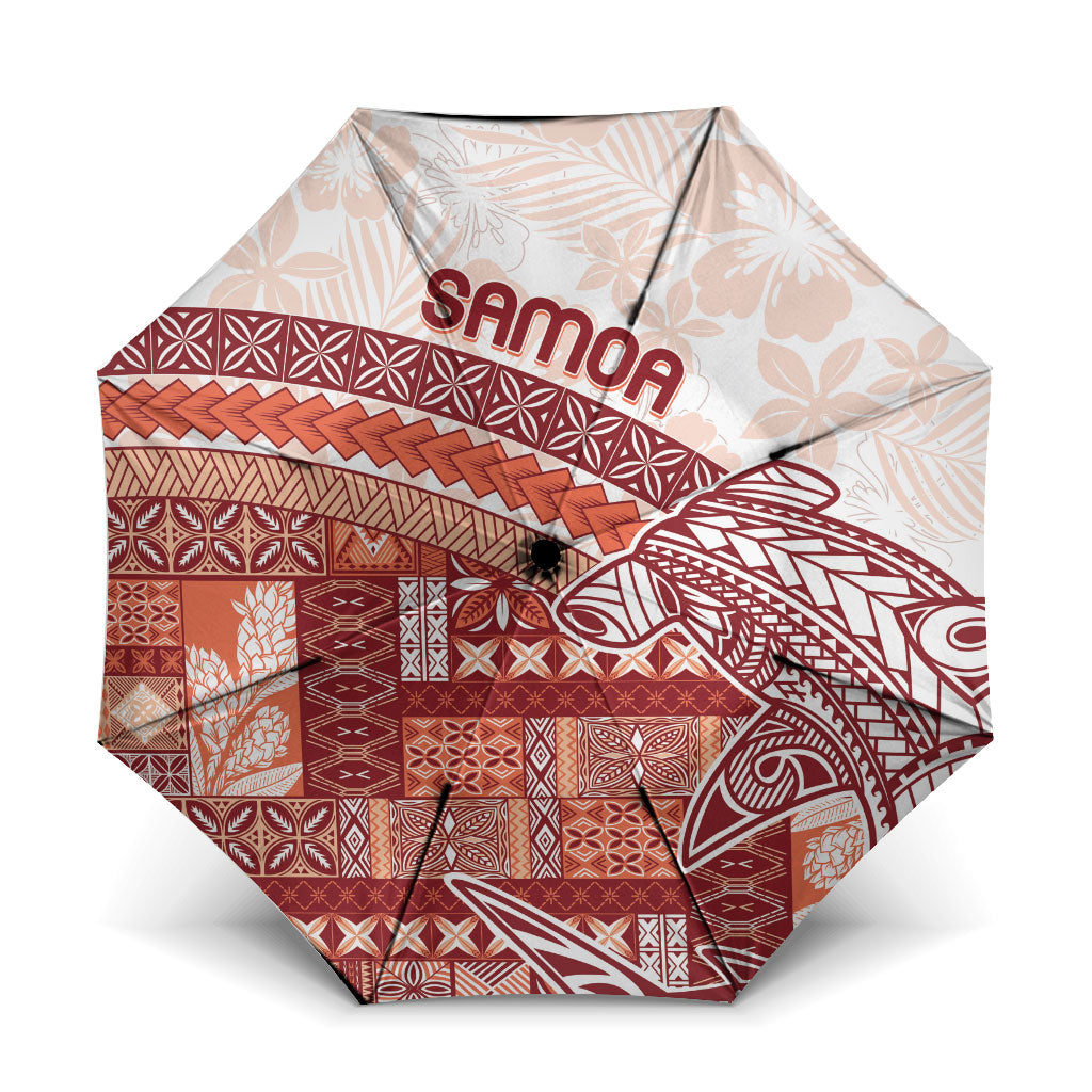 Samoa Mamanu Siapo Crimson Umbrella Tatau Malie LT7 One Size Folded 11.42 inch Opened Diameter 37.4 inch Red - Polynesian Pride