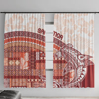 Samoa Mamanu Siapo Crimson Window Curtain Tatau Malie LT7 With Hooks Red - Polynesian Pride