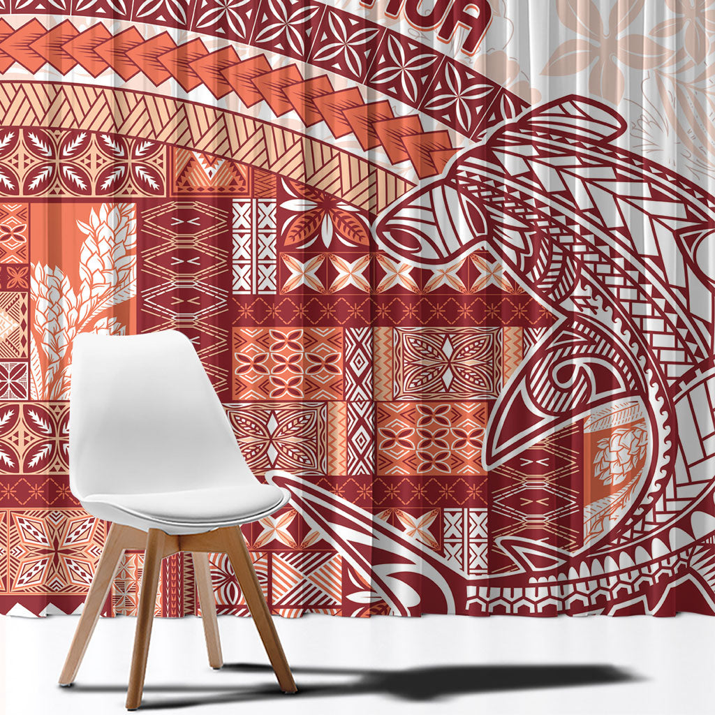 Samoa Mamanu Siapo Crimson Window Curtain Tatau Malie LT7 - Polynesian Pride