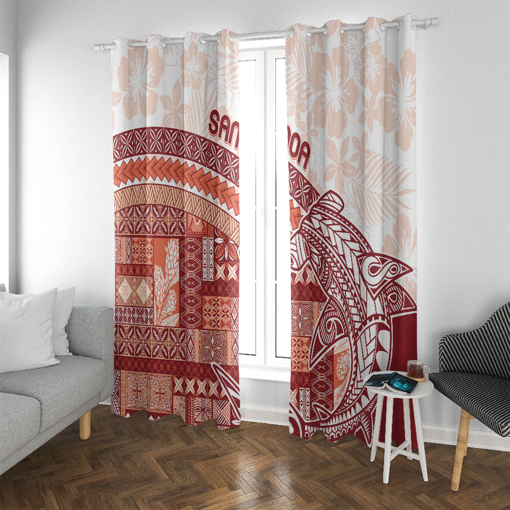 Samoa Mamanu Siapo Crimson Window Curtain Tatau Malie LT7 With Grommets Red - Polynesian Pride