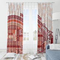 Samoa Mamanu Siapo Crimson Window Curtain Tatau Malie LT7 - Polynesian Pride
