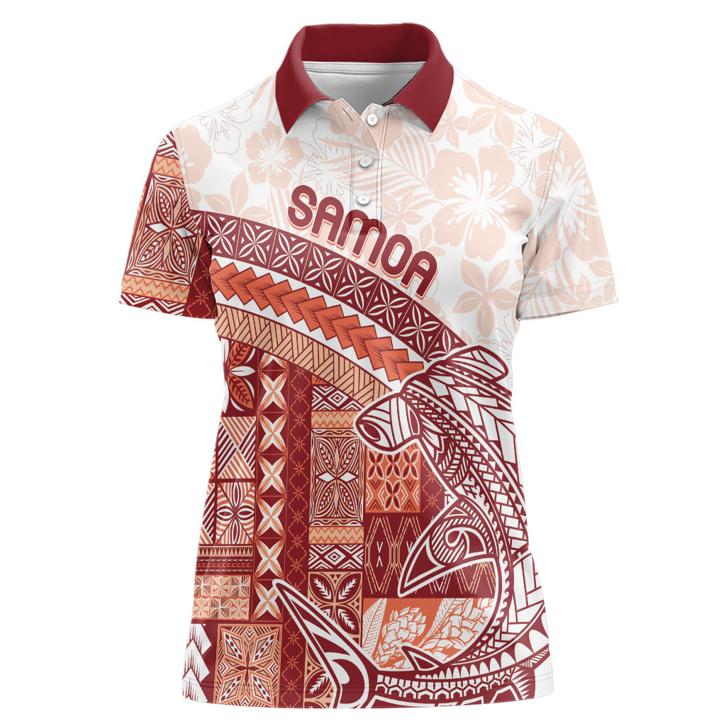 Samoa Mamanu Siapo Crimson Women Polo Shirt Tatau Malie LT7 Female Red - Polynesian Pride