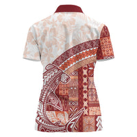 Samoa Mamanu Siapo Crimson Women Polo Shirt Tatau Malie LT7 - Polynesian Pride