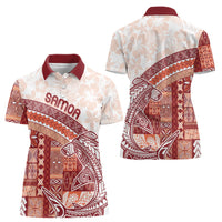 Samoa Mamanu Siapo Crimson Women Polo Shirt Tatau Malie LT7 - Polynesian Pride