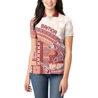 Samoa Mamanu Siapo Crimson Women Polo Shirt Tatau Malie LT7 - Polynesian Pride
