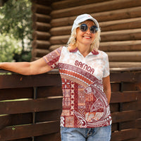Samoa Mamanu Siapo Crimson Women Polo Shirt Tatau Malie LT7 - Polynesian Pride