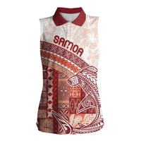 Samoa Mamanu Siapo Crimson Women Sleeveless Polo Shirt Tatau Malie LT7 Female Red - Polynesian Pride