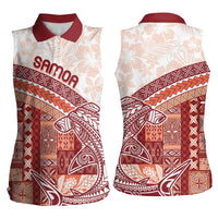 Samoa Mamanu Siapo Crimson Women Sleeveless Polo Shirt Tatau Malie LT7 - Polynesian Pride
