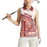 Samoa Mamanu Siapo Crimson Women Sleeveless Polo Shirt Tatau Malie LT7 - Polynesian Pride