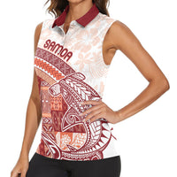 Samoa Mamanu Siapo Crimson Women Sleeveless Polo Shirt Tatau Malie LT7 - Polynesian Pride