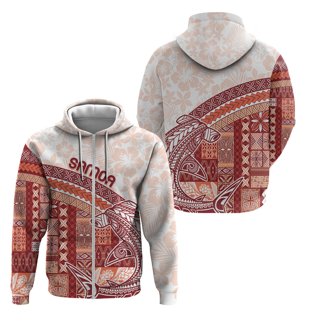 Samoa Mamanu Siapo Crimson Zip Hoodie Tatau Malie LT7 - Polynesian Pride