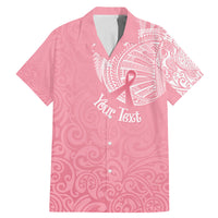 Personalised New Zealand Family Matching Mermaid Dress and Hawaiian Shirt Pink Ribbon Tattoo Mix Silver Fern LT7 Dad's Shirt - Short Sleeve Pink - Polynesian Pride