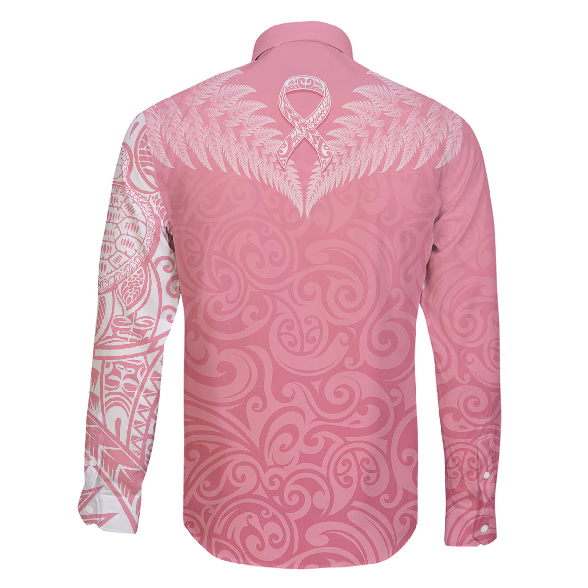 Personalised New Zealand Family Matching Off Shoulder Short Dress and Hawaiian Shirt Pink Ribbon Tattoo Mix Silver Fern LT7 - Polynesian Pride