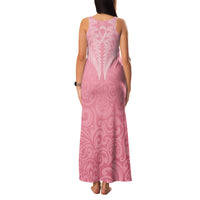 Personalised New Zealand Family Matching Tank Maxi Dress and Hawaiian Shirt Pink Ribbon Tattoo Mix Silver Fern LT7 - Polynesian Pride