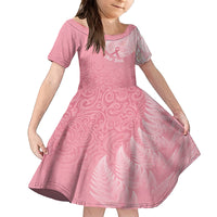 Personalised New Zealand Kid Short Sleeve Dress Pink Ribbon Tattoo Mix Silver Fern LT7 KID Pink - Polynesian Pride