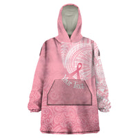 Personalised New Zealand Wearable Blanket Hoodie Pink Ribbon Tattoo Mix Silver Fern LT7 One Size Pink - Polynesian Pride