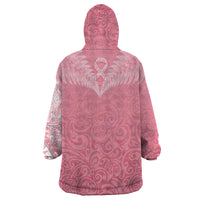 Personalised New Zealand Wearable Blanket Hoodie Pink Ribbon Tattoo Mix Silver Fern LT7 - Polynesian Pride