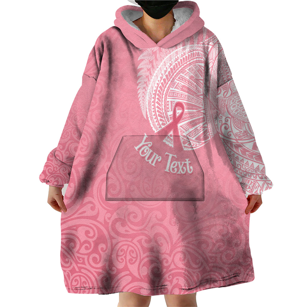 Personalised New Zealand Wearable Blanket Hoodie Pink Ribbon Tattoo Mix Silver Fern LT7 - Polynesian Pride