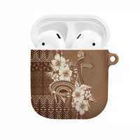Tonga Ngatu Kupesi Brown Tapa AirPods Case Koe Otua Mo Tonga Ko Hoku Tofia LT7 Mocha - Polynesian Pride