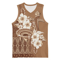 Tonga Ngatu Kupesi Brown Tapa Basketball Jersey Koe Otua Mo Tonga Ko Hoku Tofia LT7 Unisex Mocha - Polynesian Pride
