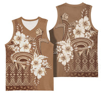 Tonga Ngatu Kupesi Brown Tapa Basketball Jersey Koe Otua Mo Tonga Ko Hoku Tofia LT7 - Polynesian Pride