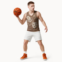 Tonga Ngatu Kupesi Brown Tapa Basketball Jersey Koe Otua Mo Tonga Ko Hoku Tofia LT7 - Polynesian Pride