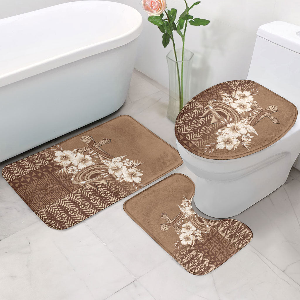 Tonga Ngatu Kupesi Brown Tapa Bathroom Set Koe Otua Mo Tonga Ko Hoku Tofia LT7 - Polynesian Pride