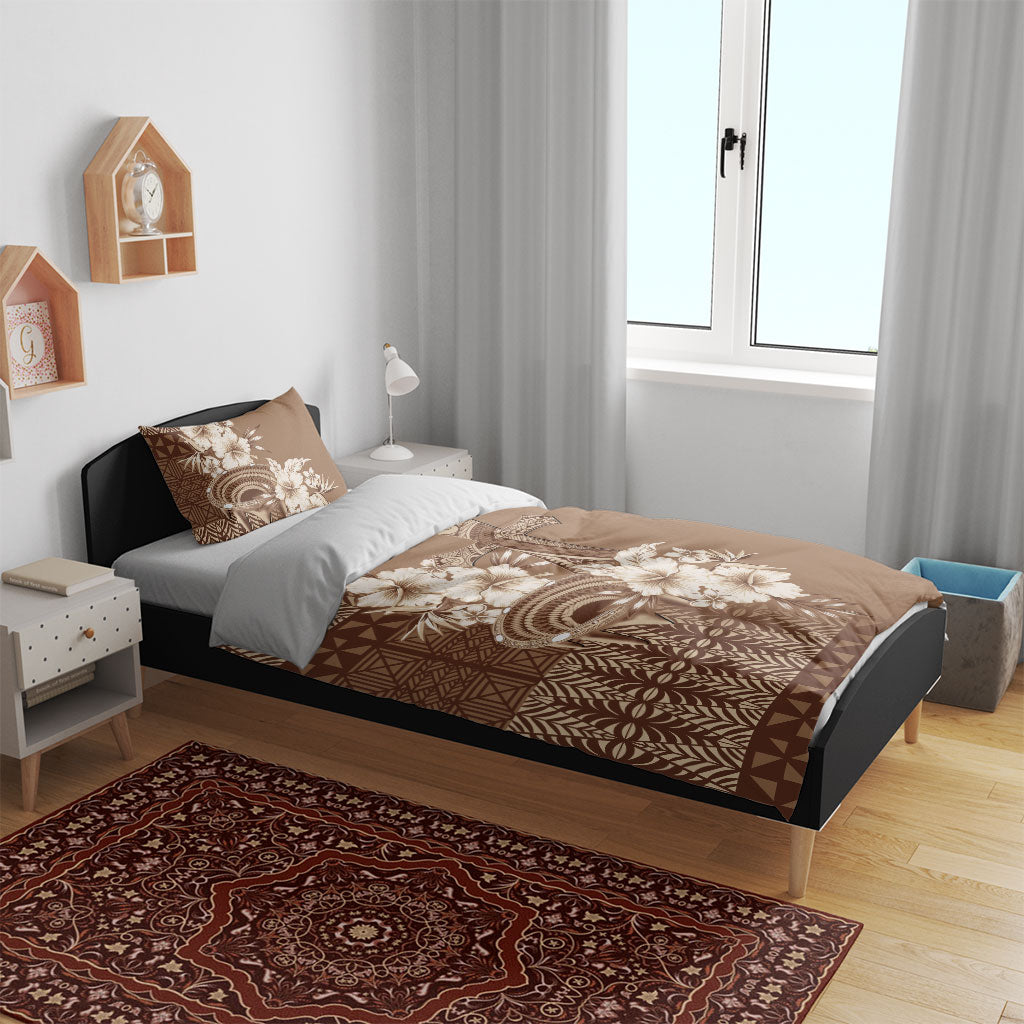 Tonga Ngatu Kupesi Brown Tapa Bedding Set Koe Otua Mo Tonga Ko Hoku Tofia
