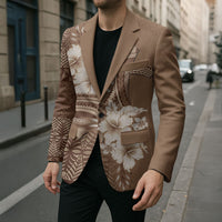 Tonga Ngatu Kupesi Brown Tapa Blazer Koe Otua Mo Tonga Ko Hoku Tofia LT7 - Polynesian Pride