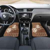 Tonga Ngatu Kupesi Brown Tapa Car Mats Koe Otua Mo Tonga Ko Hoku Tofia LT7 Set 2pcs - Front Mocha - Polynesian Pride