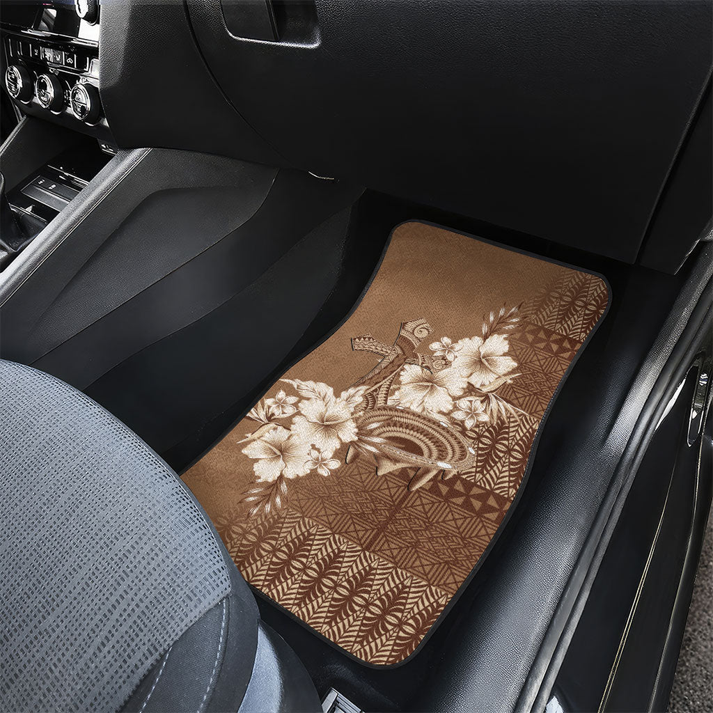 Tonga Ngatu Kupesi Brown Tapa Car Mats Koe Otua Mo Tonga Ko Hoku Tofia LT7 - Polynesian Pride