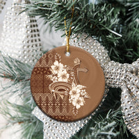 Tonga Ngatu Kupesi Brown Tapa Ceramic Ornament Koe Otua Mo Tonga Ko Hoku Tofia