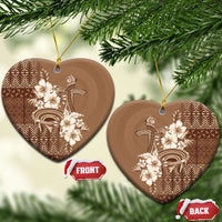 Tonga Ngatu Kupesi Brown Tapa Ceramic Ornament Koe Otua Mo Tonga Ko Hoku Tofia