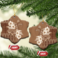 Tonga Ngatu Kupesi Brown Tapa Ceramic Ornament Koe Otua Mo Tonga Ko Hoku Tofia