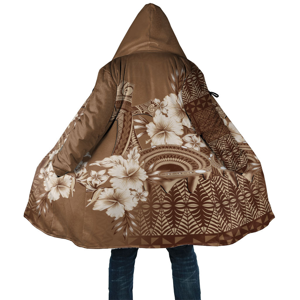 Tonga Ngatu Kupesi Brown Tapa Cloak Koe Otua Mo Tonga Ko Hoku Tofia LT7 Unisex Mocha - Polynesian Pride