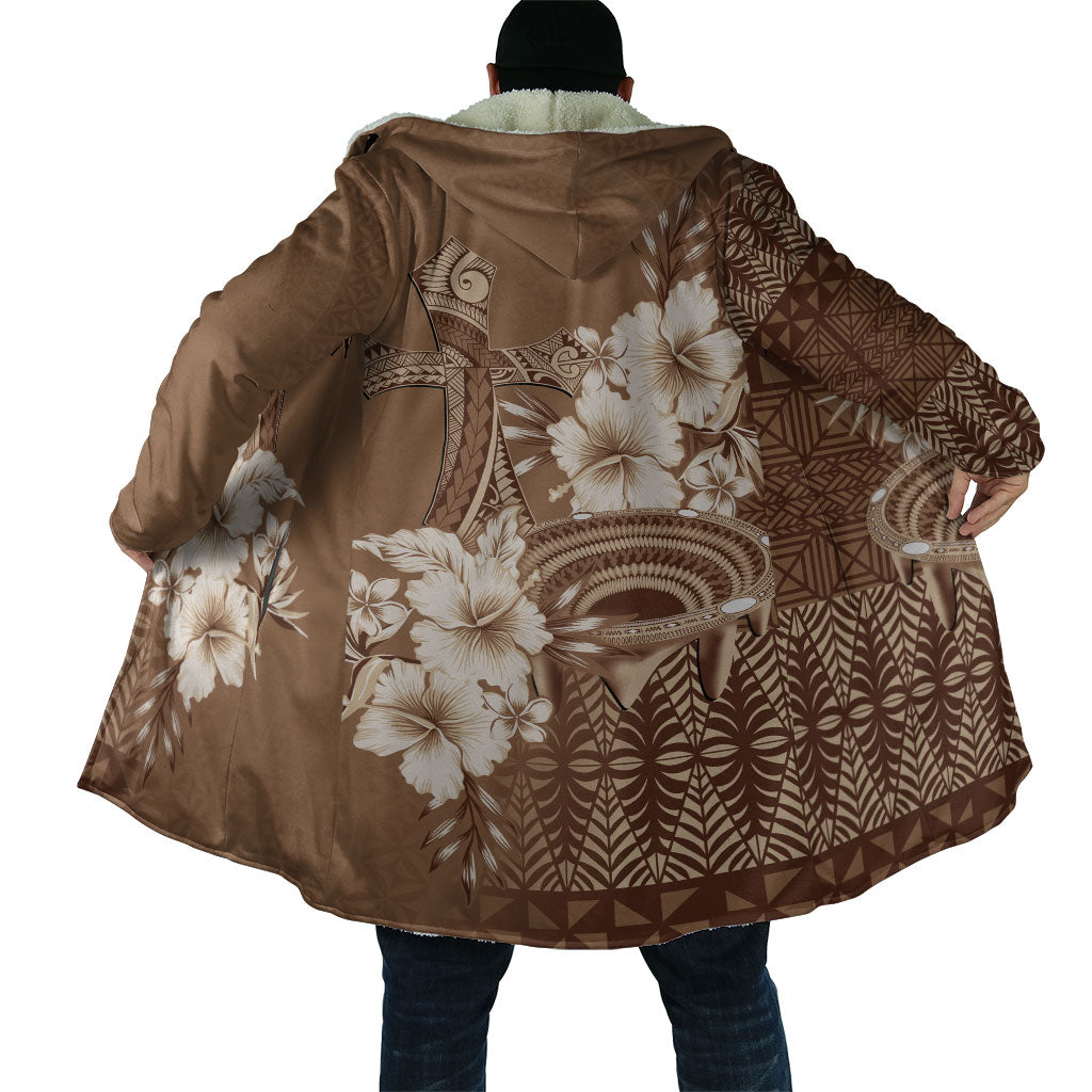 Tonga Ngatu Kupesi Brown Tapa Cloak Koe Otua Mo Tonga Ko Hoku Tofia LT7 - Polynesian Pride
