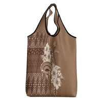 Tonga Ngatu Kupesi Brown Tapa Grocery Bag Koe Otua Mo Tonga Ko Hoku Tofia LT7 - Polynesian Pride