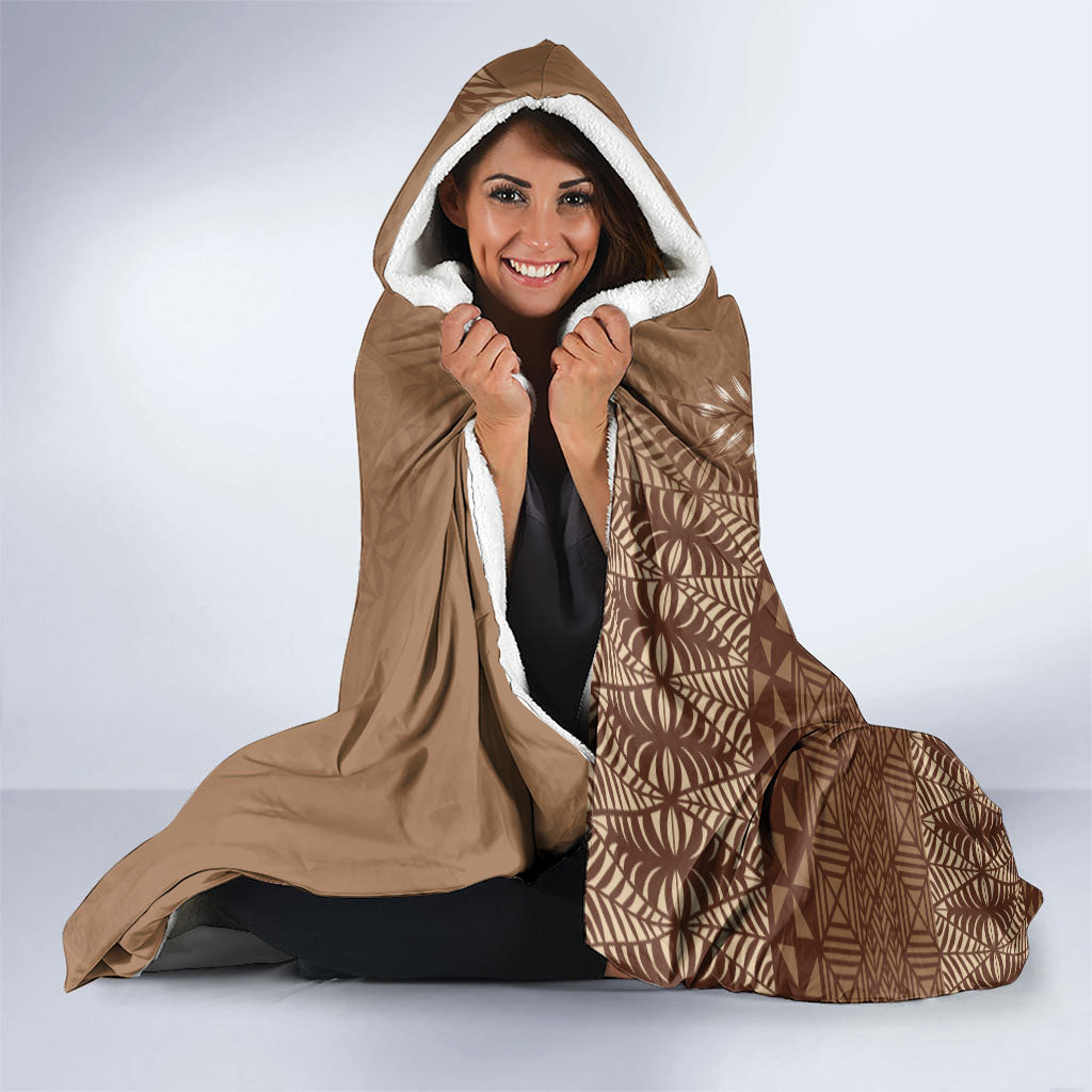 Tonga Ngatu Kupesi Brown Tapa Hooded Blanket Koe Otua Mo Tonga Ko Hoku Tofia LT7 - Polynesian Pride
