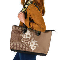 Tonga Ngatu Kupesi Brown Tapa Leather Tote Bag Koe Otua Mo Tonga Ko Hoku Tofia LT7 Mocha - Polynesian Pride